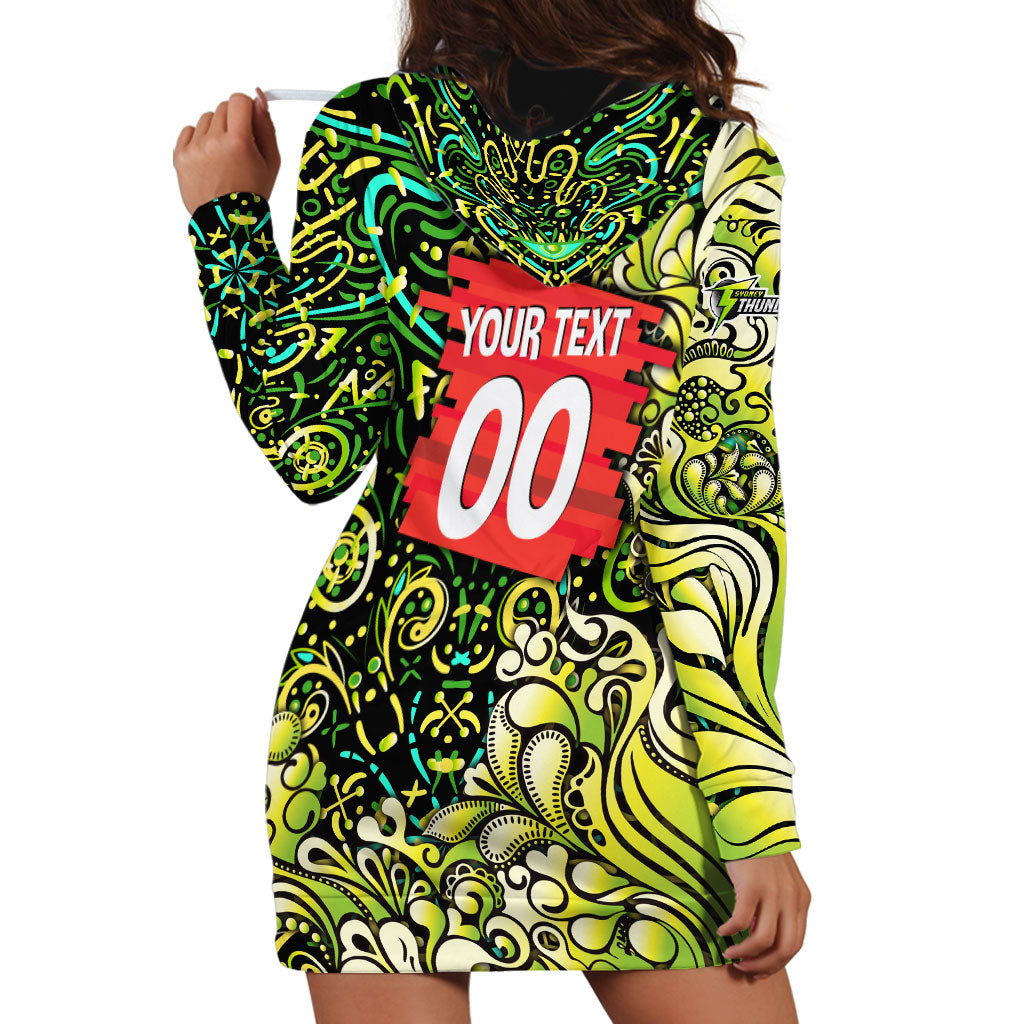 Personalized Sydney Thunder Cricket Hoodie Dress Hippie Psychedelic Pattern Vibrant Mandala Art Style