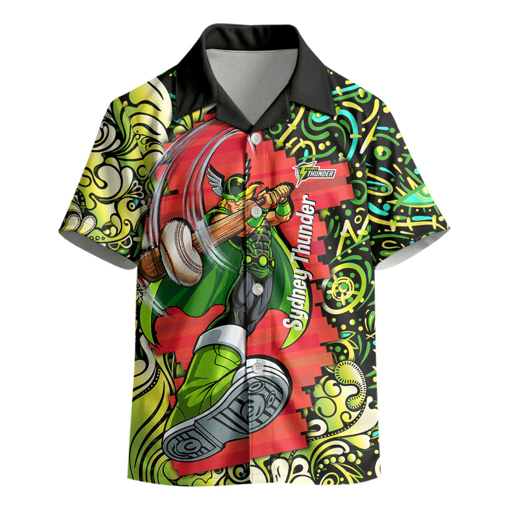 Personalized Sydney Thunder Cricket Kid Hawaiian Shirt Hippie Psychedelic Pattern Vibrant Mandala Art Style