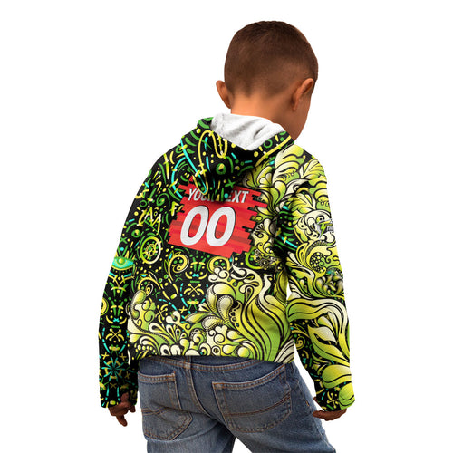 Personalized Sydney Thunder Cricket Kid Hoodie Hippie Psychedelic Pattern Vibrant Mandala Art Style