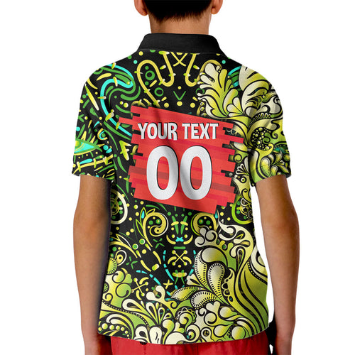 Personalized Sydney Thunder Cricket Kid Polo Shirt Hippie Psychedelic Pattern Vibrant Mandala Art Style