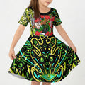 Personalized Sydney Thunder Cricket Kid Short Sleeve Dress Hippie Psychedelic Pattern Vibrant Mandala Art Style