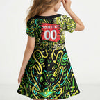 Personalized Sydney Thunder Cricket Kid Short Sleeve Dress Hippie Psychedelic Pattern Vibrant Mandala Art Style