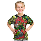 Personalized Sydney Thunder Cricket Kid T Shirt Hippie Psychedelic Pattern Vibrant Mandala Art Style