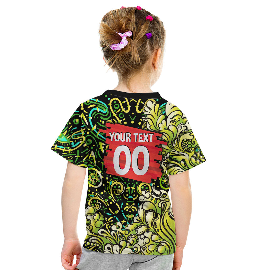 Personalized Sydney Thunder Cricket Kid T Shirt Hippie Psychedelic Pattern Vibrant Mandala Art Style