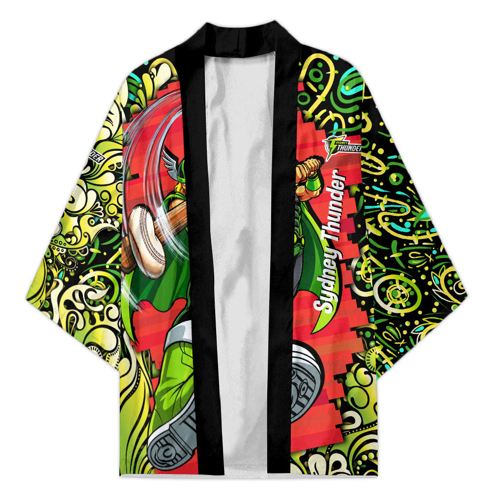 Personalized Sydney Thunder Cricket Kimono Hippie Psychedelic Pattern Vibrant Mandala Art Style