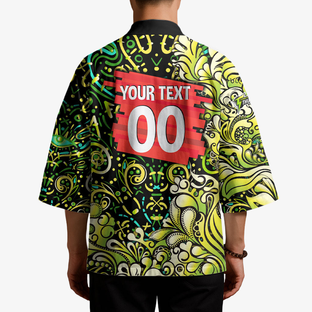 Personalized Sydney Thunder Cricket Kimono Hippie Psychedelic Pattern Vibrant Mandala Art Style