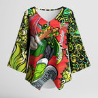 Personalized Sydney Thunder Cricket Kimono Sleeve Blouse Hippie Psychedelic Pattern Vibrant Mandala Art Style