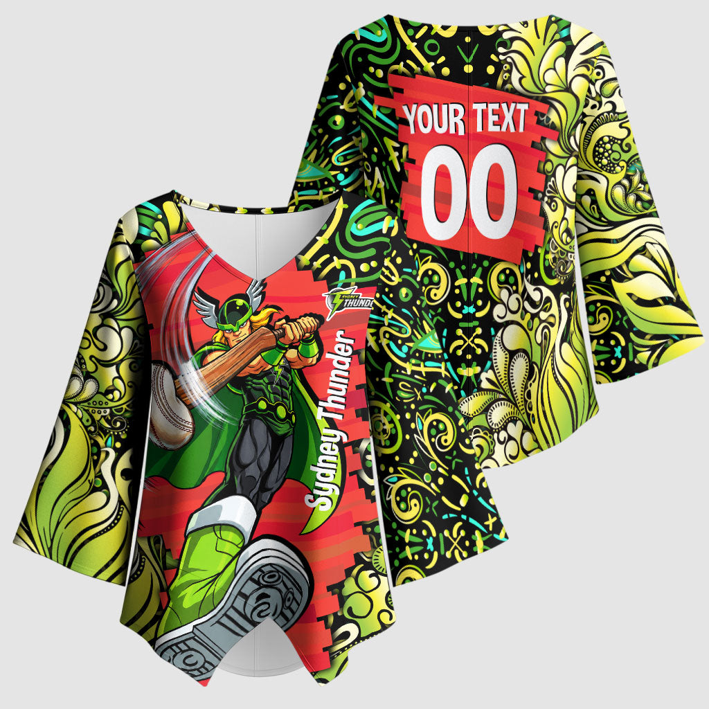 Personalized Sydney Thunder Cricket Kimono Sleeve Blouse Hippie Psychedelic Pattern Vibrant Mandala Art Style