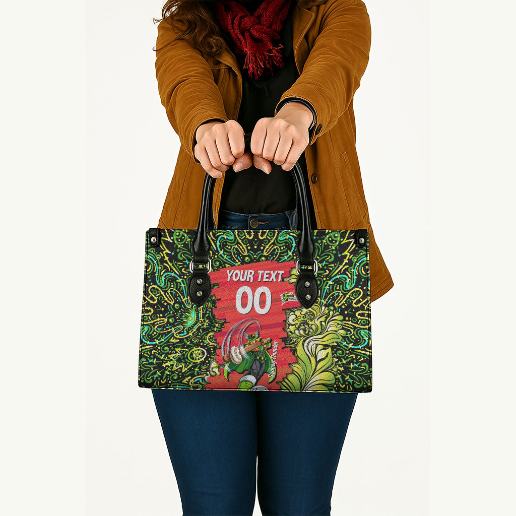 Personalized Sydney Thunder Cricket Leather Bag Hippie Psychedelic Pattern Vibrant Mandala Art Style