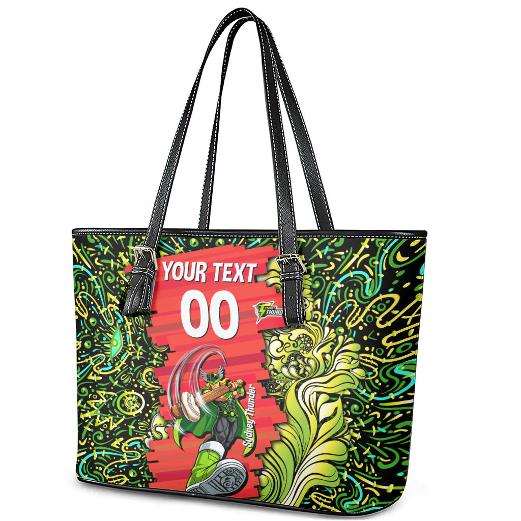Personalized Sydney Thunder Cricket Leather Tote Bag Hippie Psychedelic Pattern Vibrant Mandala Art Style