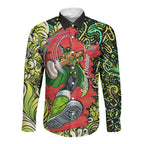 Personalized Sydney Thunder Cricket Long Sleeve Button Shirt Hippie Psychedelic Pattern Vibrant Mandala Art Style