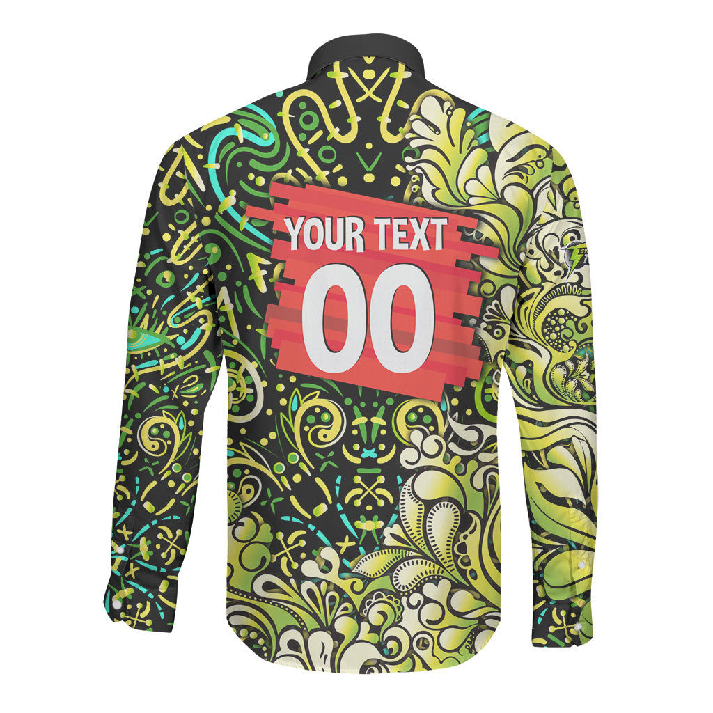 Personalized Sydney Thunder Cricket Long Sleeve Button Shirt Hippie Psychedelic Pattern Vibrant Mandala Art Style