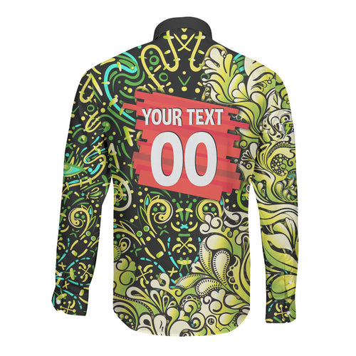 Personalized Sydney Thunder Cricket Long Sleeve Button Shirt Hippie Psychedelic Pattern Vibrant Mandala Art Style