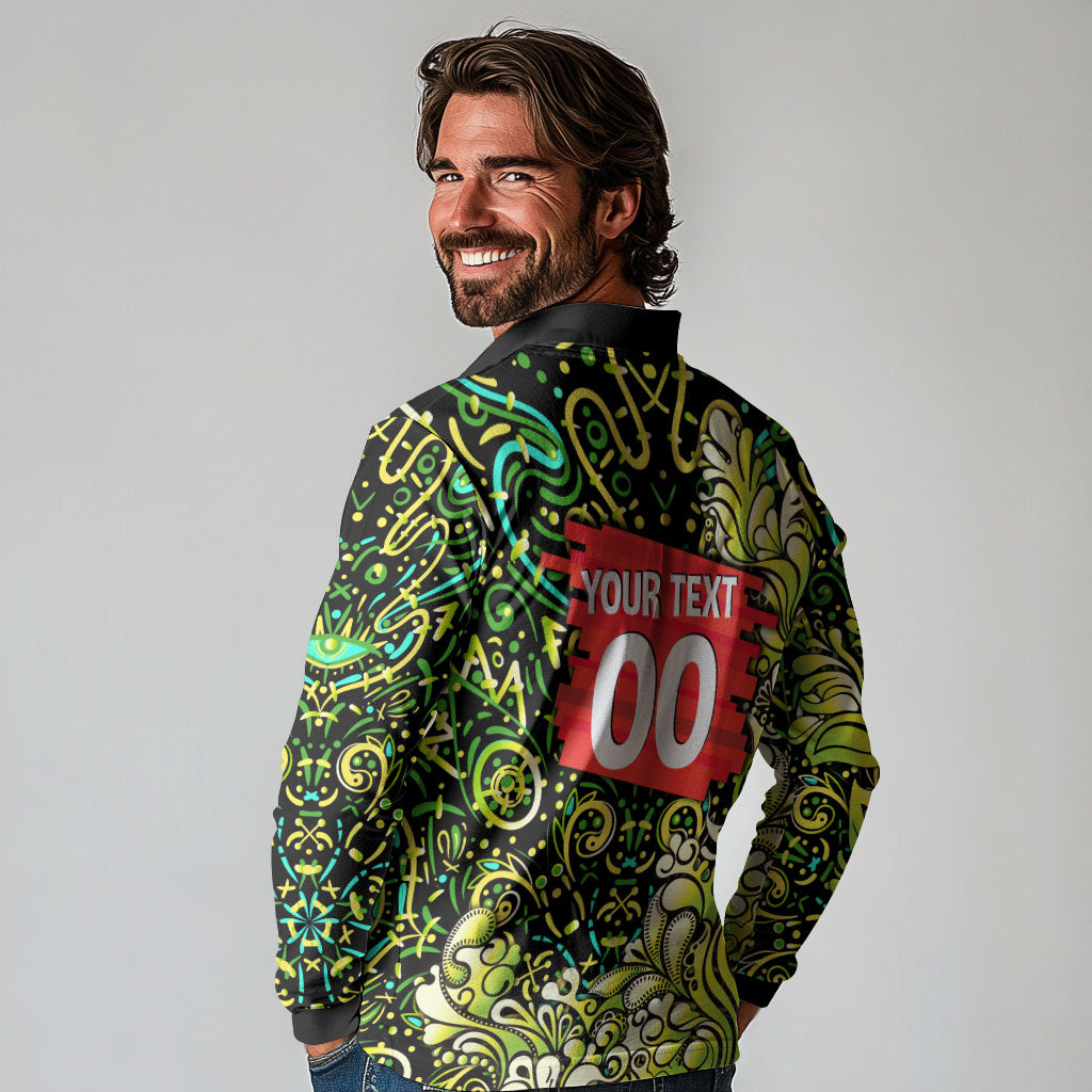 Personalized Sydney Thunder Cricket Long Sleeve Polo Shirt Hippie Psychedelic Pattern Vibrant Mandala Art Style