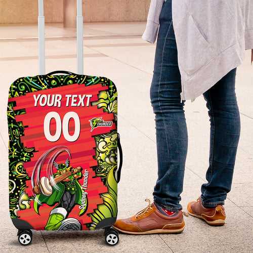Personalized Sydney Thunder Cricket Luggage Cover Hippie Psychedelic Pattern Vibrant Mandala Art Style