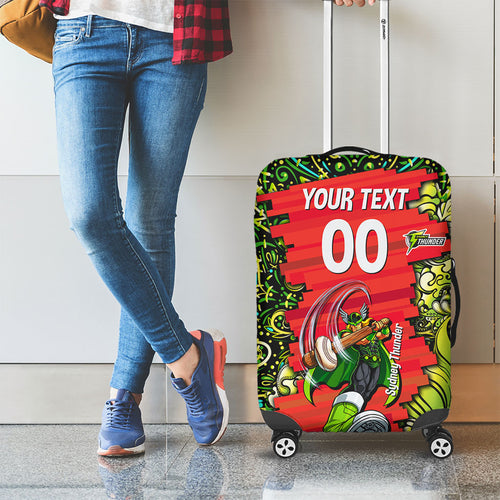 Personalized Sydney Thunder Cricket Luggage Cover Hippie Psychedelic Pattern Vibrant Mandala Art Style