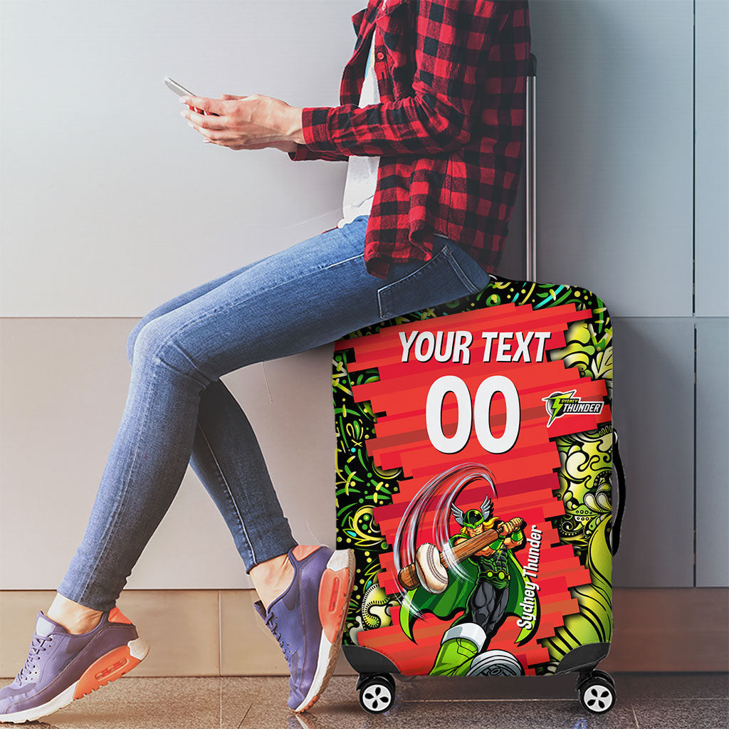Personalized Sydney Thunder Cricket Luggage Cover Hippie Psychedelic Pattern Vibrant Mandala Art Style