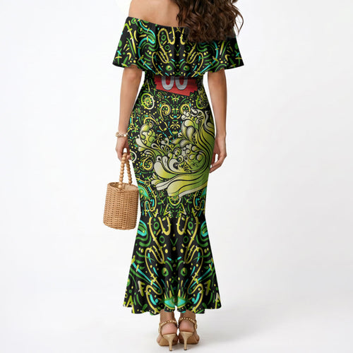 Personalized Sydney Thunder Cricket Mermaid Dress Hippie Psychedelic Pattern Vibrant Mandala Art Style