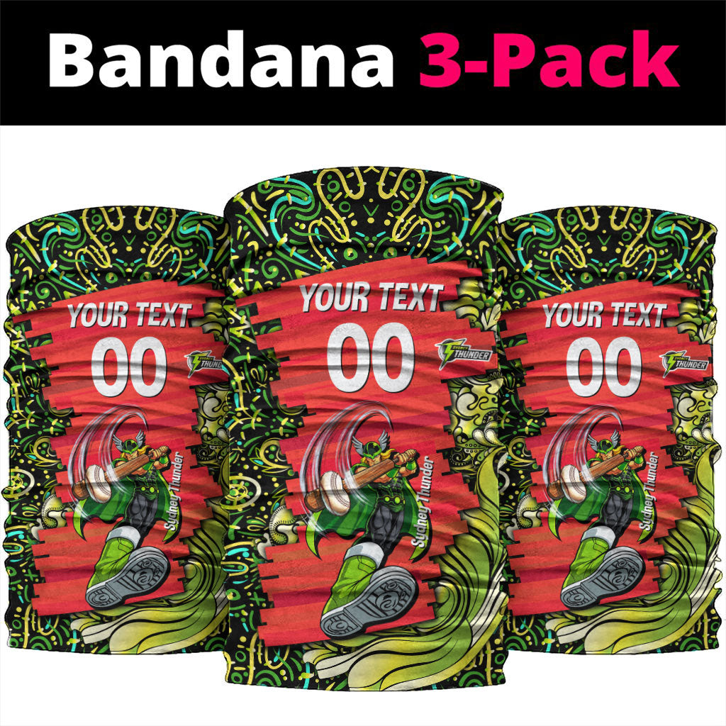 Personalized Sydney Thunder Cricket Neck Gaiter Hippie Psychedelic Pattern Vibrant Mandala Art Style