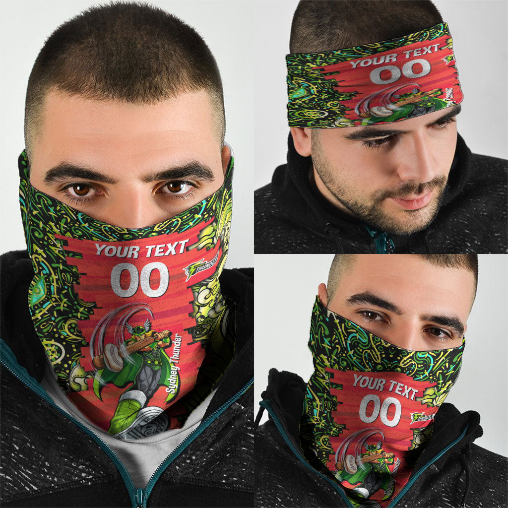 Personalized Sydney Thunder Cricket Neck Gaiter Hippie Psychedelic Pattern Vibrant Mandala Art Style
