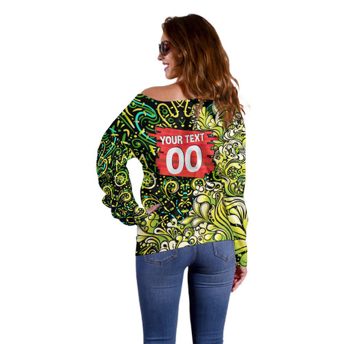 Personalized Sydney Thunder Cricket Off Shoulder Sweater Hippie Psychedelic Pattern Vibrant Mandala Art Style