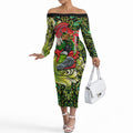 Personalized Sydney Thunder Cricket Off The Shoulder Long Sleeve Dress Hippie Psychedelic Pattern Vibrant Mandala Art Style