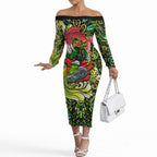 Personalized Sydney Thunder Cricket Off The Shoulder Long Sleeve Dress Hippie Psychedelic Pattern Vibrant Mandala Art Style