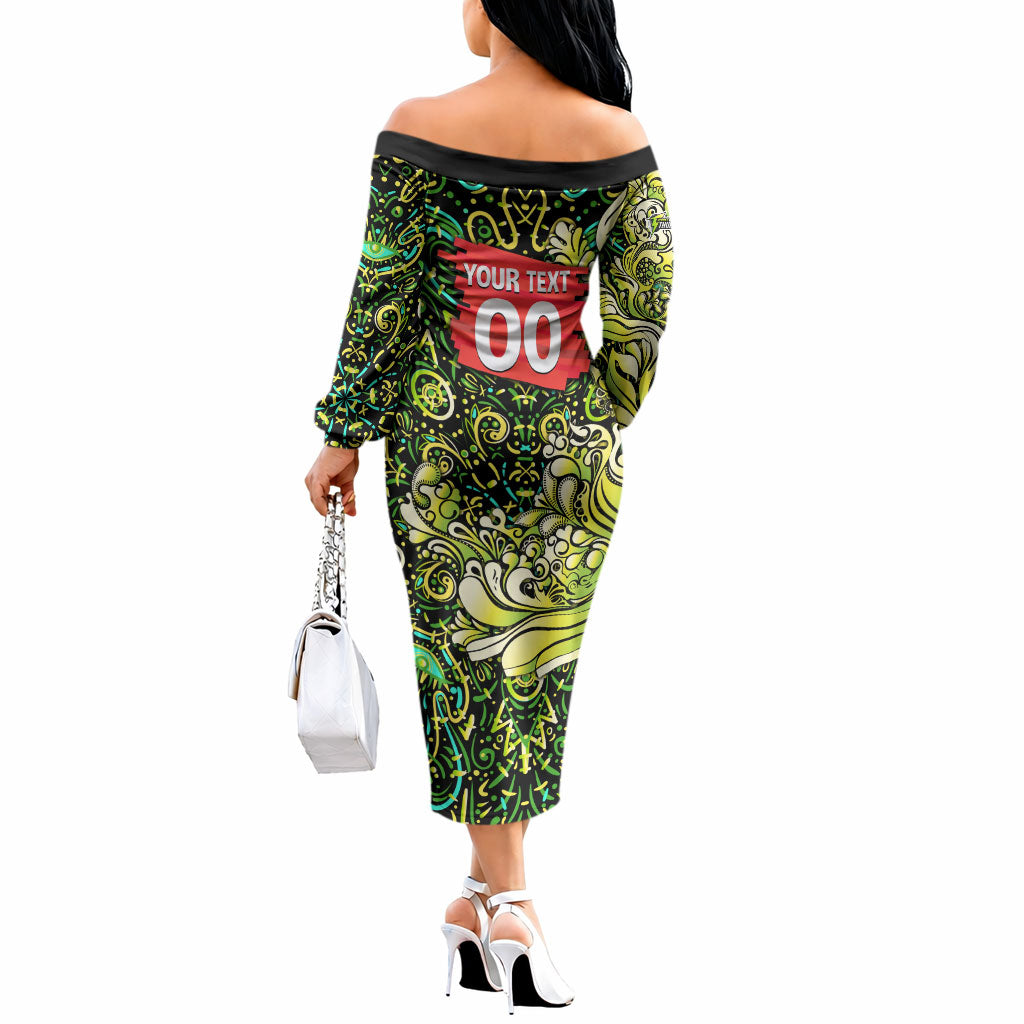 Personalized Sydney Thunder Cricket Off The Shoulder Long Sleeve Dress Hippie Psychedelic Pattern Vibrant Mandala Art Style