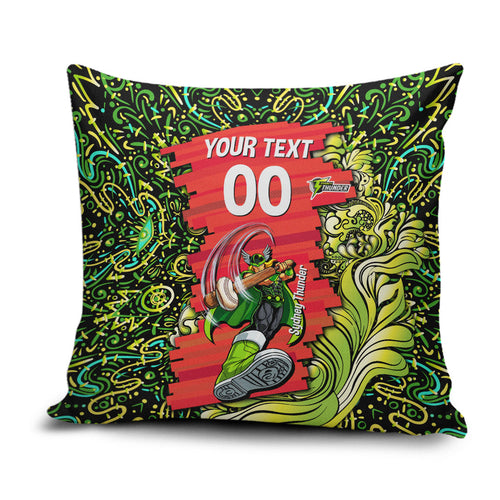 Personalized Sydney Thunder Cricket Pillow Cover Hippie Psychedelic Pattern Vibrant Mandala Art Style