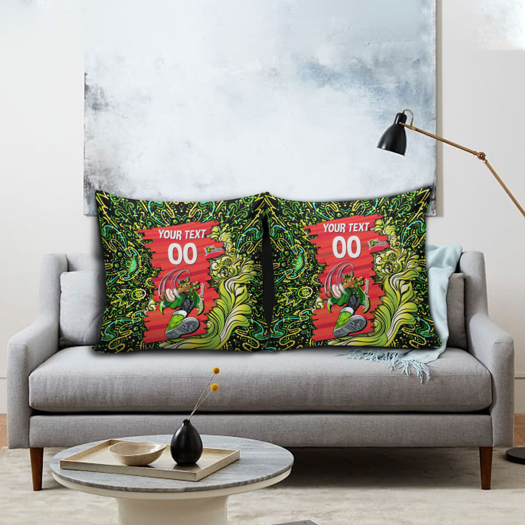 Personalized Sydney Thunder Cricket Pillow Cover Hippie Psychedelic Pattern Vibrant Mandala Art Style