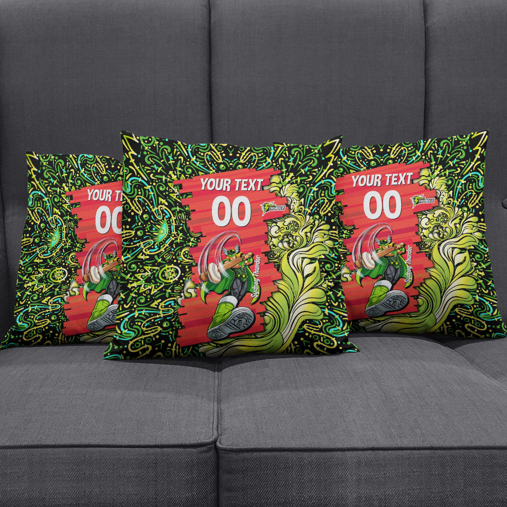 Personalized Sydney Thunder Cricket Pillow Cover Hippie Psychedelic Pattern Vibrant Mandala Art Style