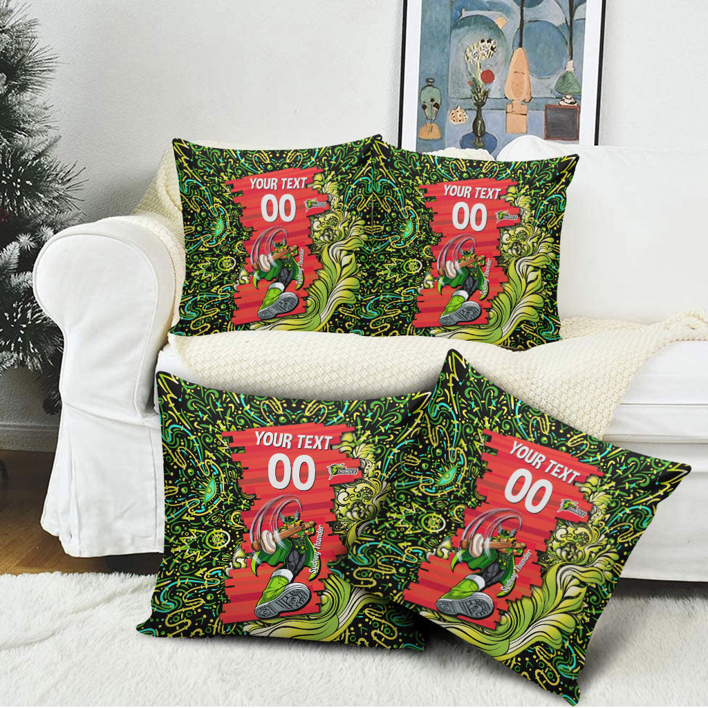 Personalized Sydney Thunder Cricket Pillow Cover Hippie Psychedelic Pattern Vibrant Mandala Art Style