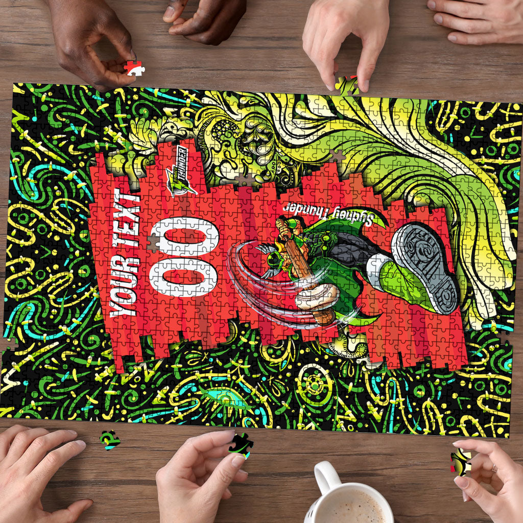 Personalized Sydney Thunder Cricket Puzzle Hippie Psychedelic Pattern Vibrant Mandala Art Style