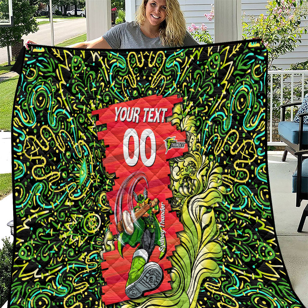 Personalized Sydney Thunder Cricket Quilt Hippie Psychedelic Pattern Vibrant Mandala Art Style