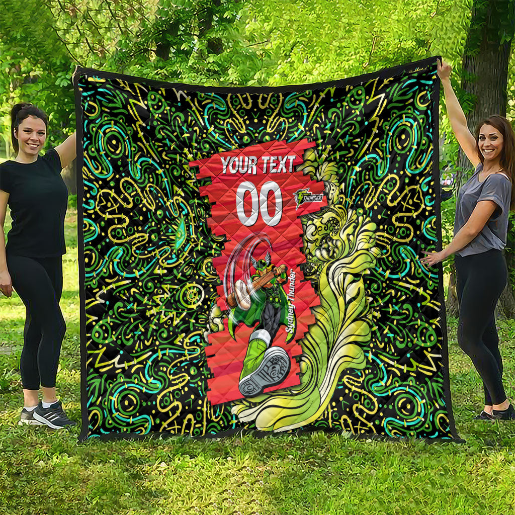Personalized Sydney Thunder Cricket Quilt Hippie Psychedelic Pattern Vibrant Mandala Art Style
