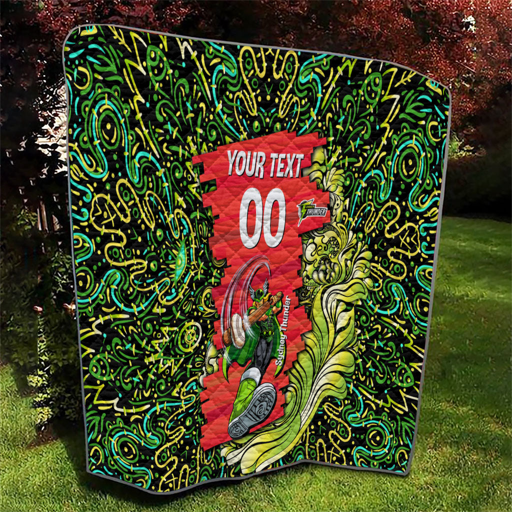 Personalized Sydney Thunder Cricket Quilt Hippie Psychedelic Pattern Vibrant Mandala Art Style