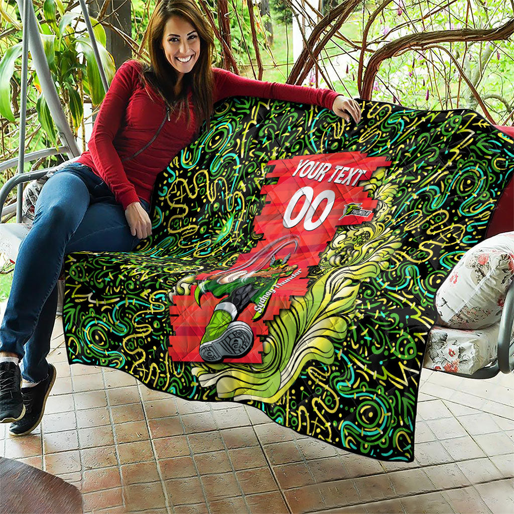Personalized Sydney Thunder Cricket Quilt Hippie Psychedelic Pattern Vibrant Mandala Art Style