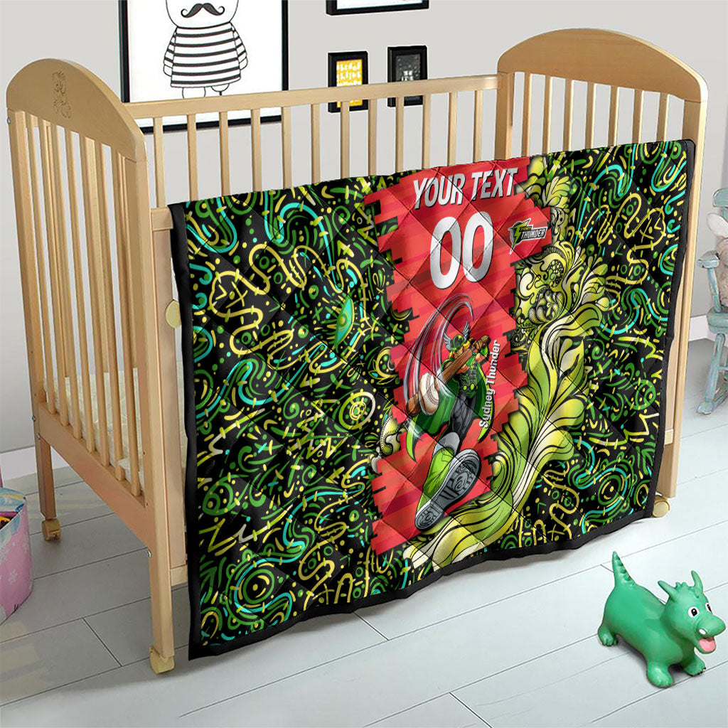 Personalized Sydney Thunder Cricket Quilt Hippie Psychedelic Pattern Vibrant Mandala Art Style