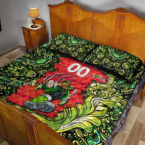 Personalized Sydney Thunder Cricket Quilt Bed Set Hippie Psychedelic Pattern Vibrant Mandala Art Style