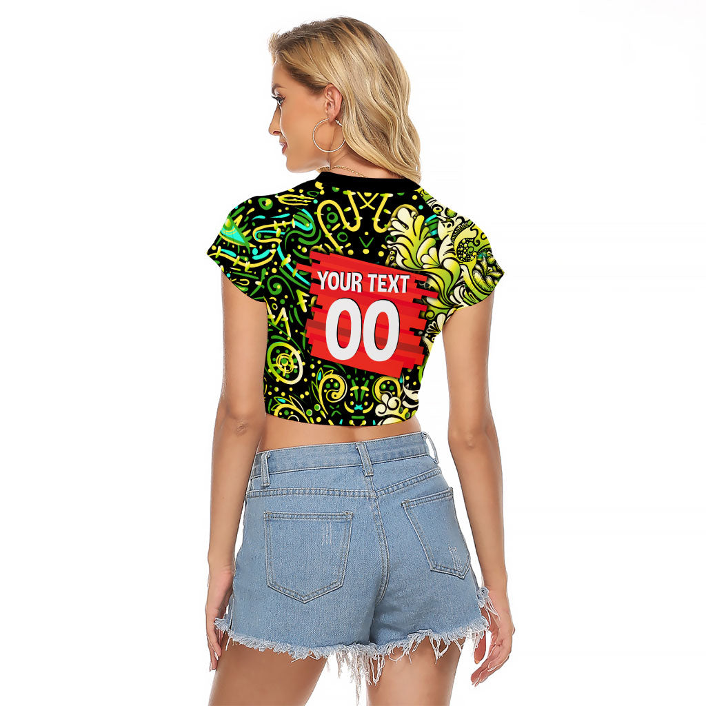 Personalized Sydney Thunder Cricket Raglan Cropped T Shirt Hippie Psychedelic Pattern Vibrant Mandala Art Style
