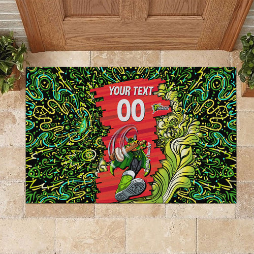 Personalized Sydney Thunder Cricket Rubber Doormat Hippie Psychedelic Pattern Vibrant Mandala Art Style