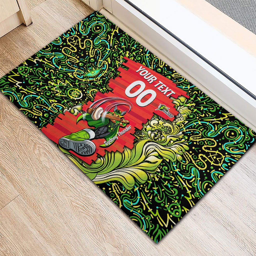 Personalized Sydney Thunder Cricket Rubber Doormat Hippie Psychedelic Pattern Vibrant Mandala Art Style