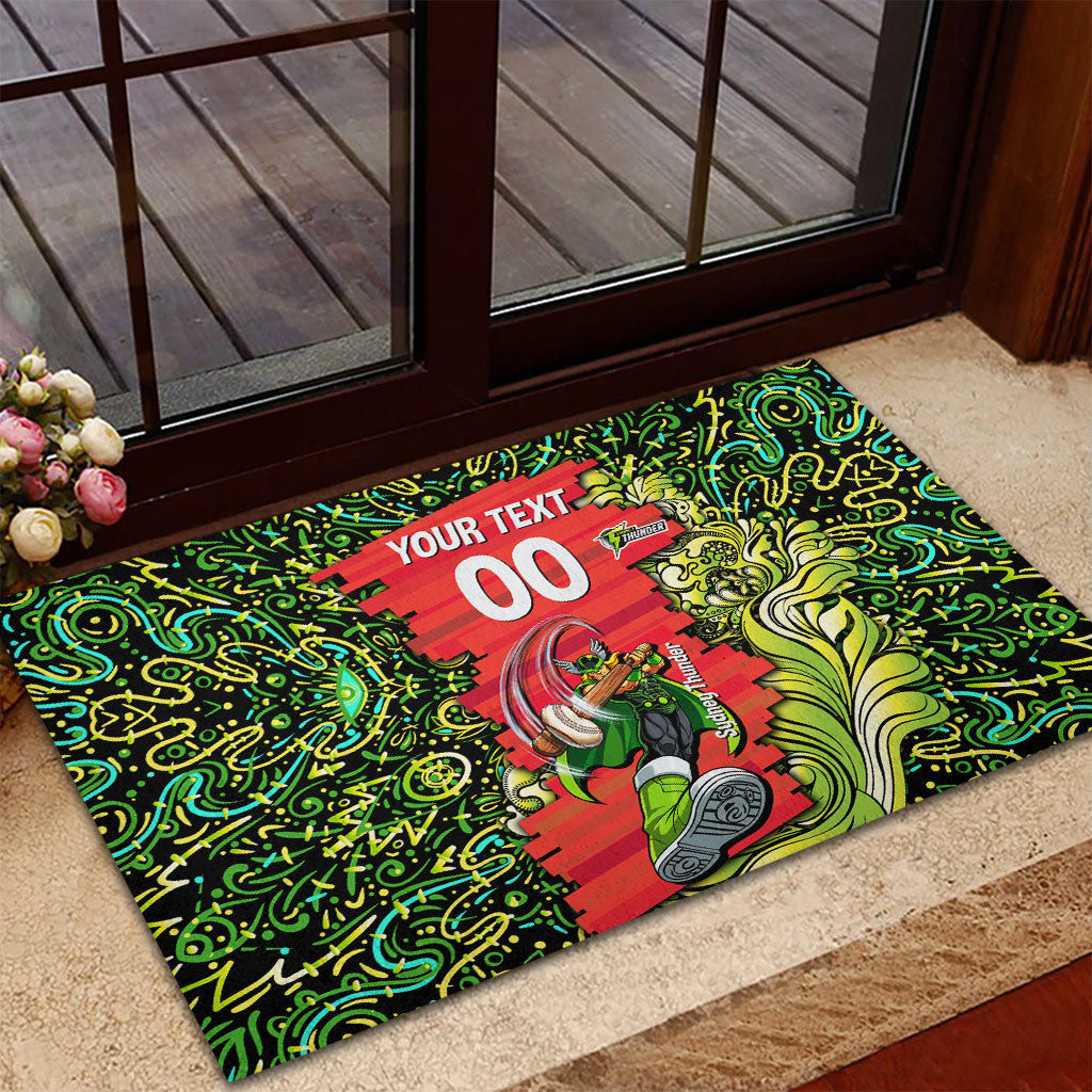 Personalized Sydney Thunder Cricket Rubber Doormat Hippie Psychedelic Pattern Vibrant Mandala Art Style