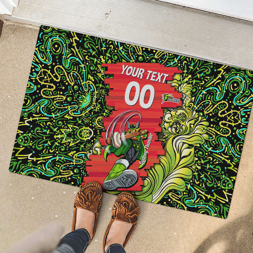 Personalized Sydney Thunder Cricket Rubber Doormat Hippie Psychedelic Pattern Vibrant Mandala Art Style