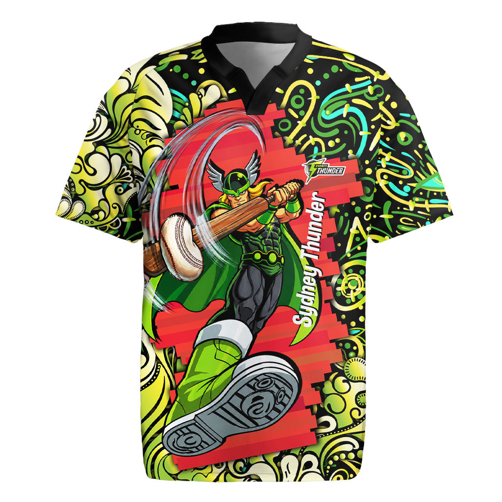 Personalized Sydney Thunder Cricket Rugby Jersey Hippie Psychedelic Pattern Vibrant Mandala Art Style