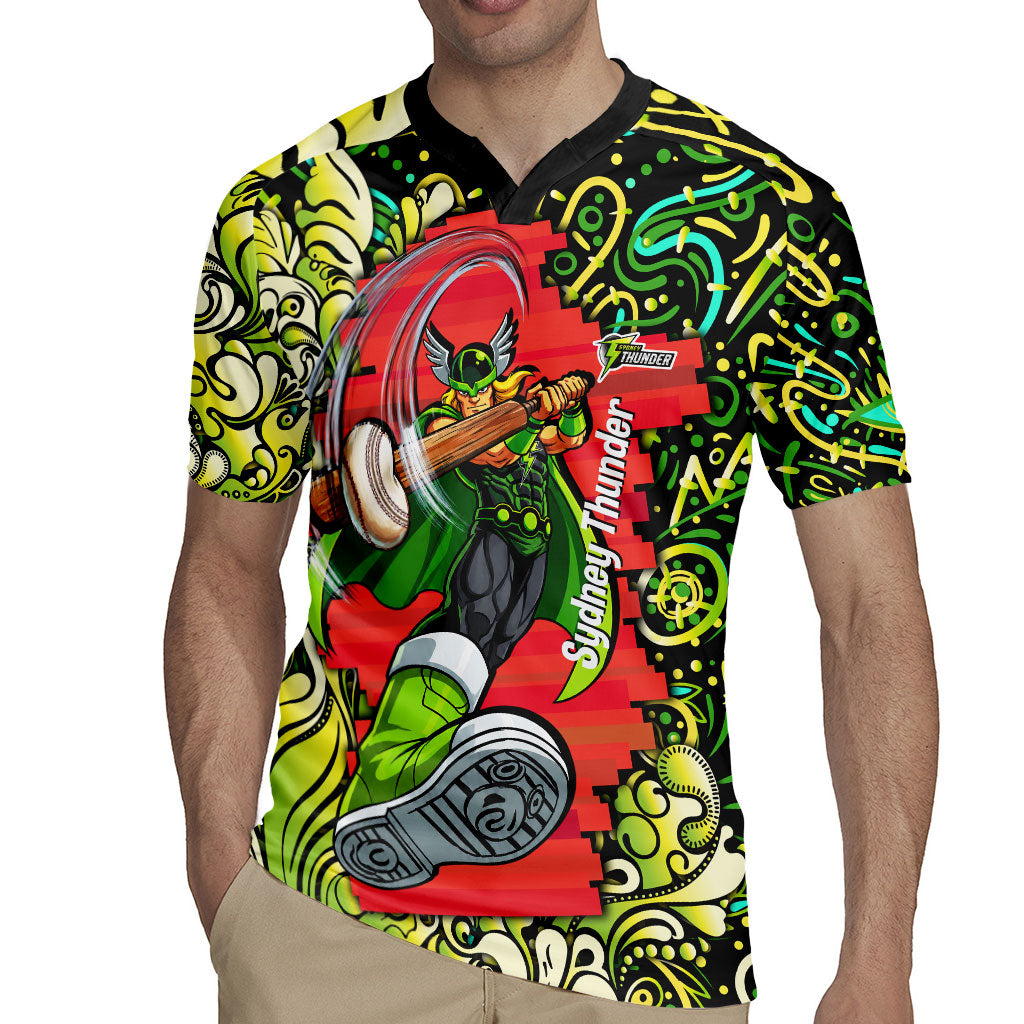 Personalized Sydney Thunder Cricket Rugby Jersey Hippie Psychedelic Pattern Vibrant Mandala Art Style