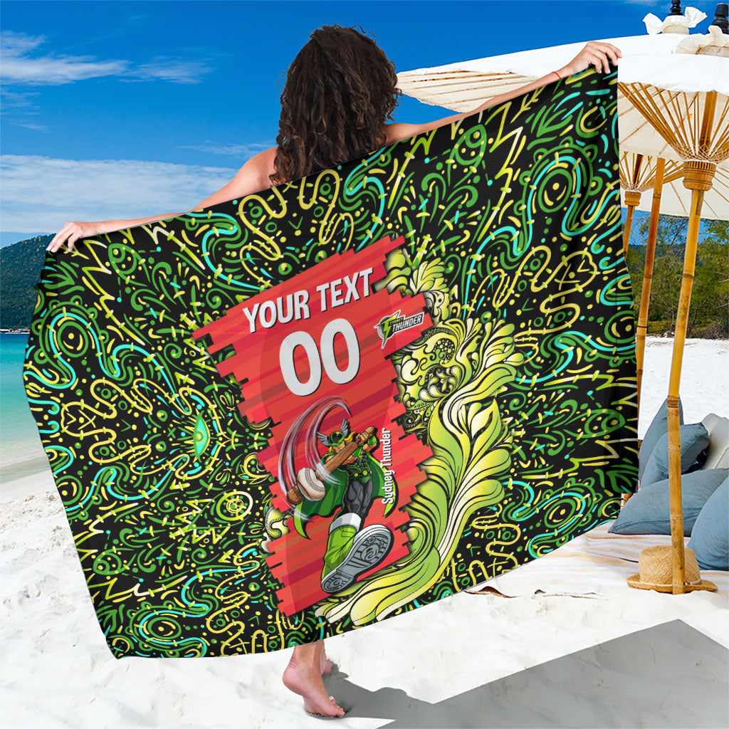 Personalized Sydney Thunder Cricket Sarong Hippie Psychedelic Pattern Vibrant Mandala Art Style