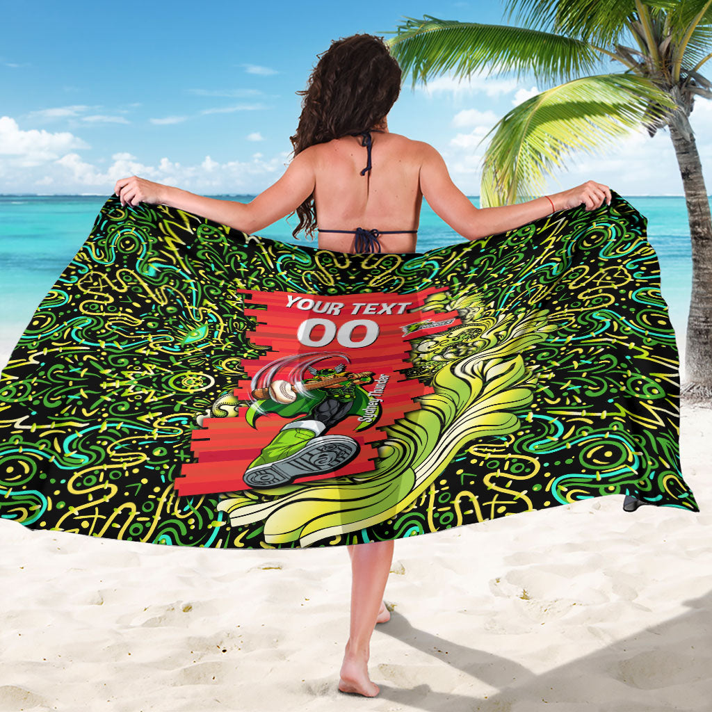 Personalized Sydney Thunder Cricket Sarong Hippie Psychedelic Pattern Vibrant Mandala Art Style