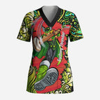 Personalized Sydney Thunder Cricket Scrub Top Hippie Psychedelic Pattern Vibrant Mandala Art Style