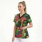 Personalized Sydney Thunder Cricket Scrub Top Hippie Psychedelic Pattern Vibrant Mandala Art Style